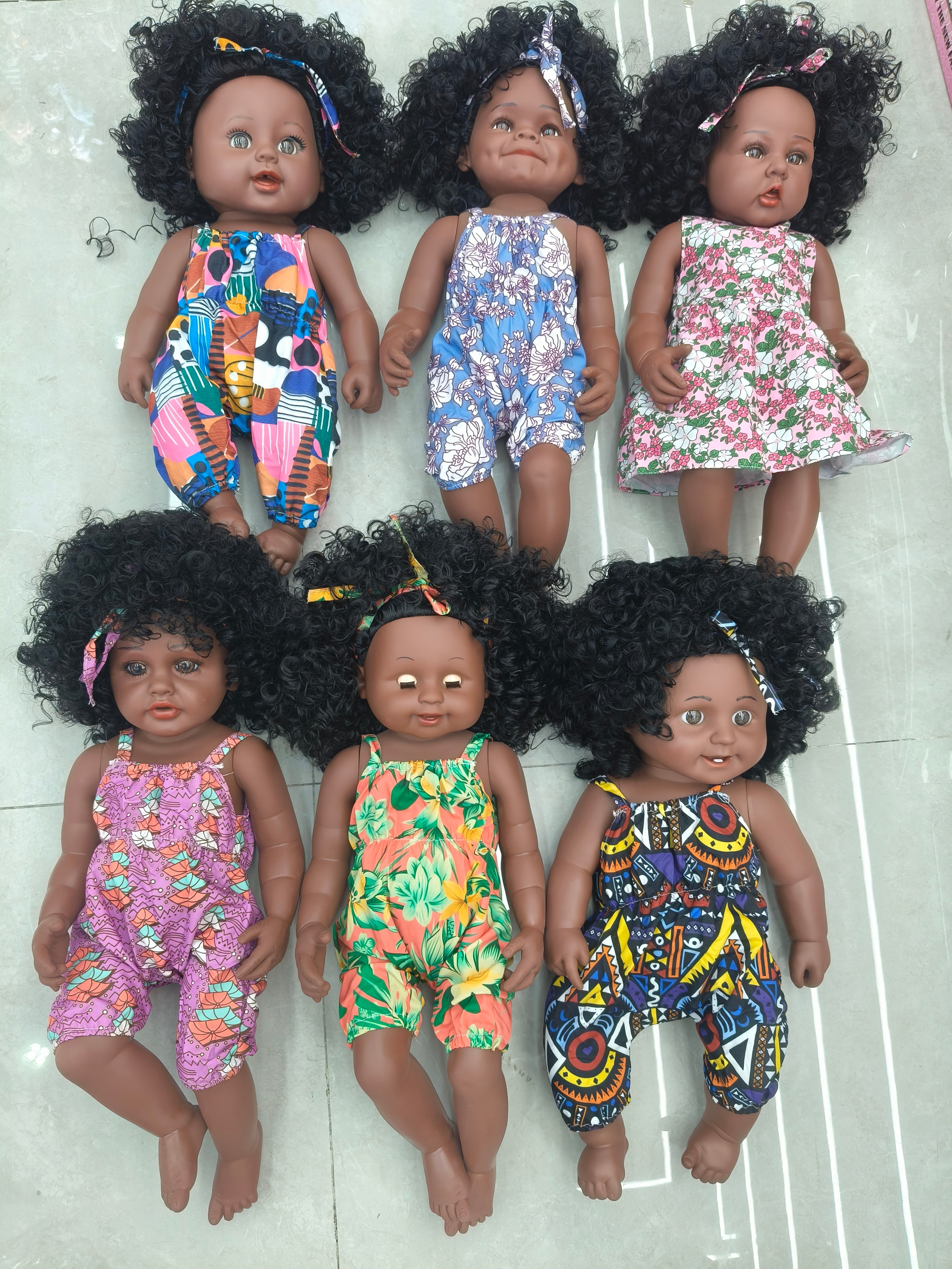 45 cm realistic soft rubber black girl doll, baby toy doll