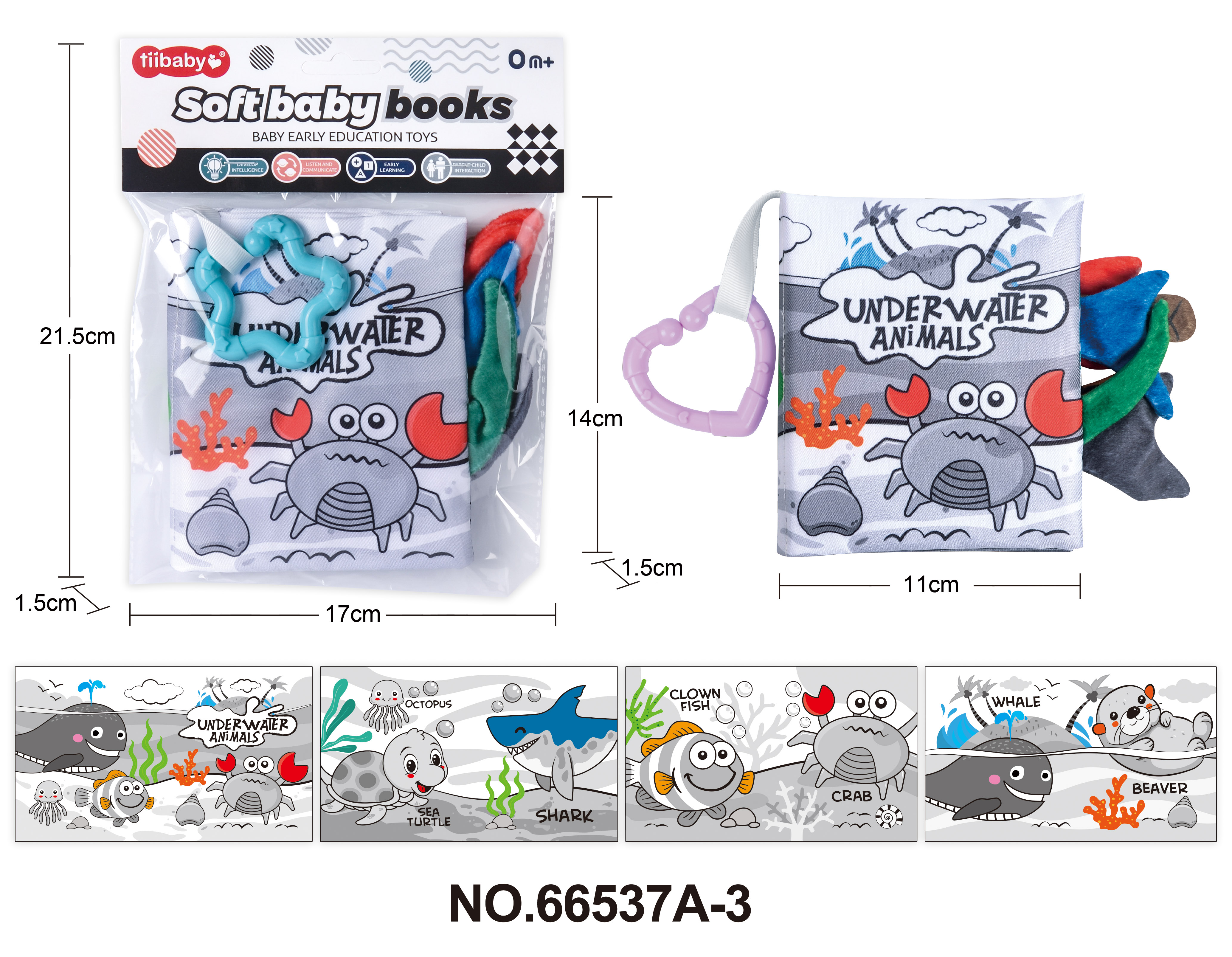 The original manufacturer's tail cloth books for babies aged 0-3 years old come with teething rings that can be chewed and torn. They are early education toys for infants Specification image