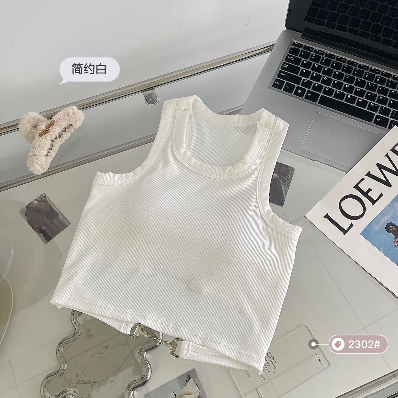 Threaded fixed cup Hot girl backless vest Specification drawing