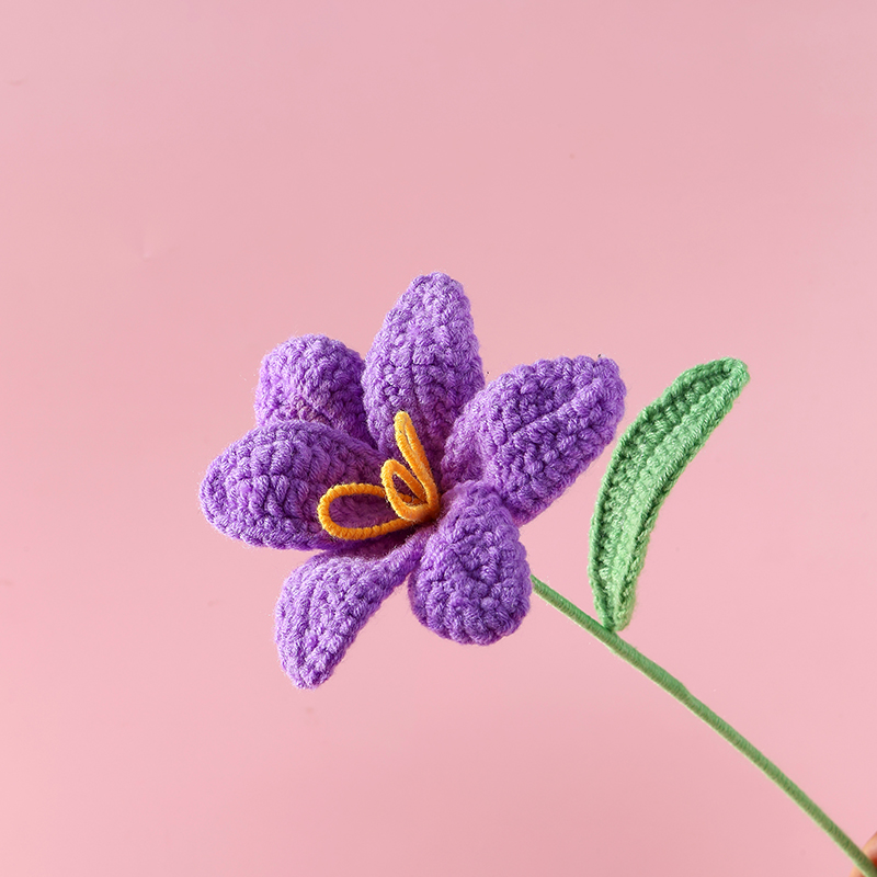 虞美人毛线花花枝钩织花纯手工编织仿真花包花束材料现货可来图来样定制详情3