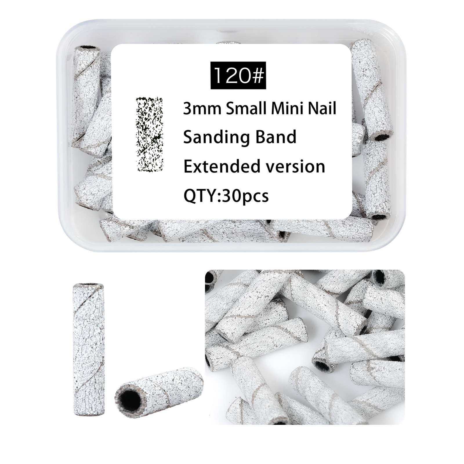 Nail art small sand ring 50-grain grinding sand ring, nail removal and dead skin removal mini stainless steel core engraving grinding construction grinding head wear-resistant tool detail image 4