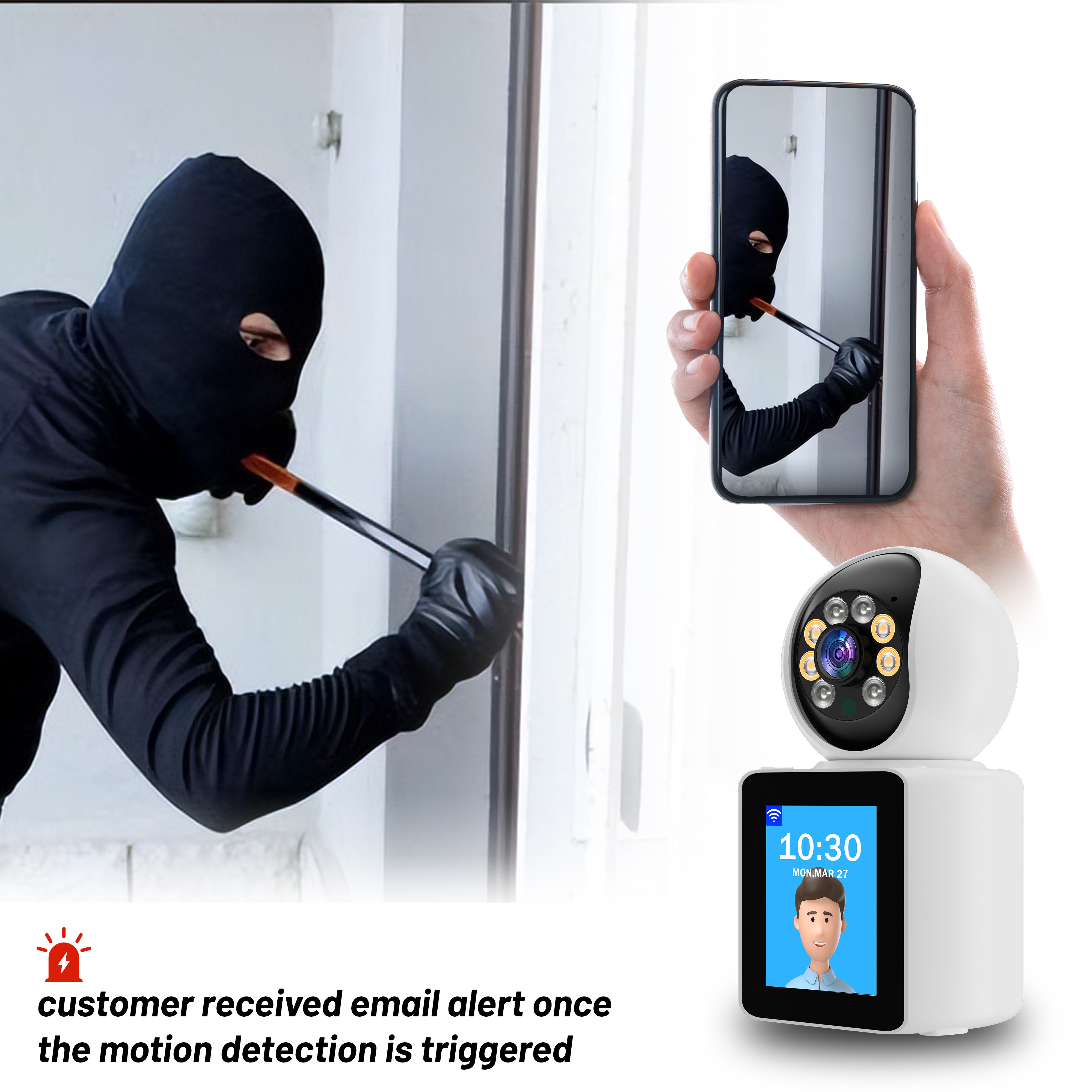 360° panoramic pan-tilt high-definition night vision two-way communication home remote monitor with screen surveillance camera pic 6