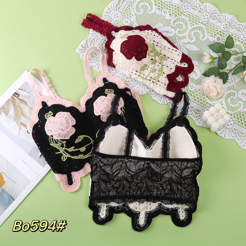 Embroidered crochet lace halter top for a beautiful back undefined