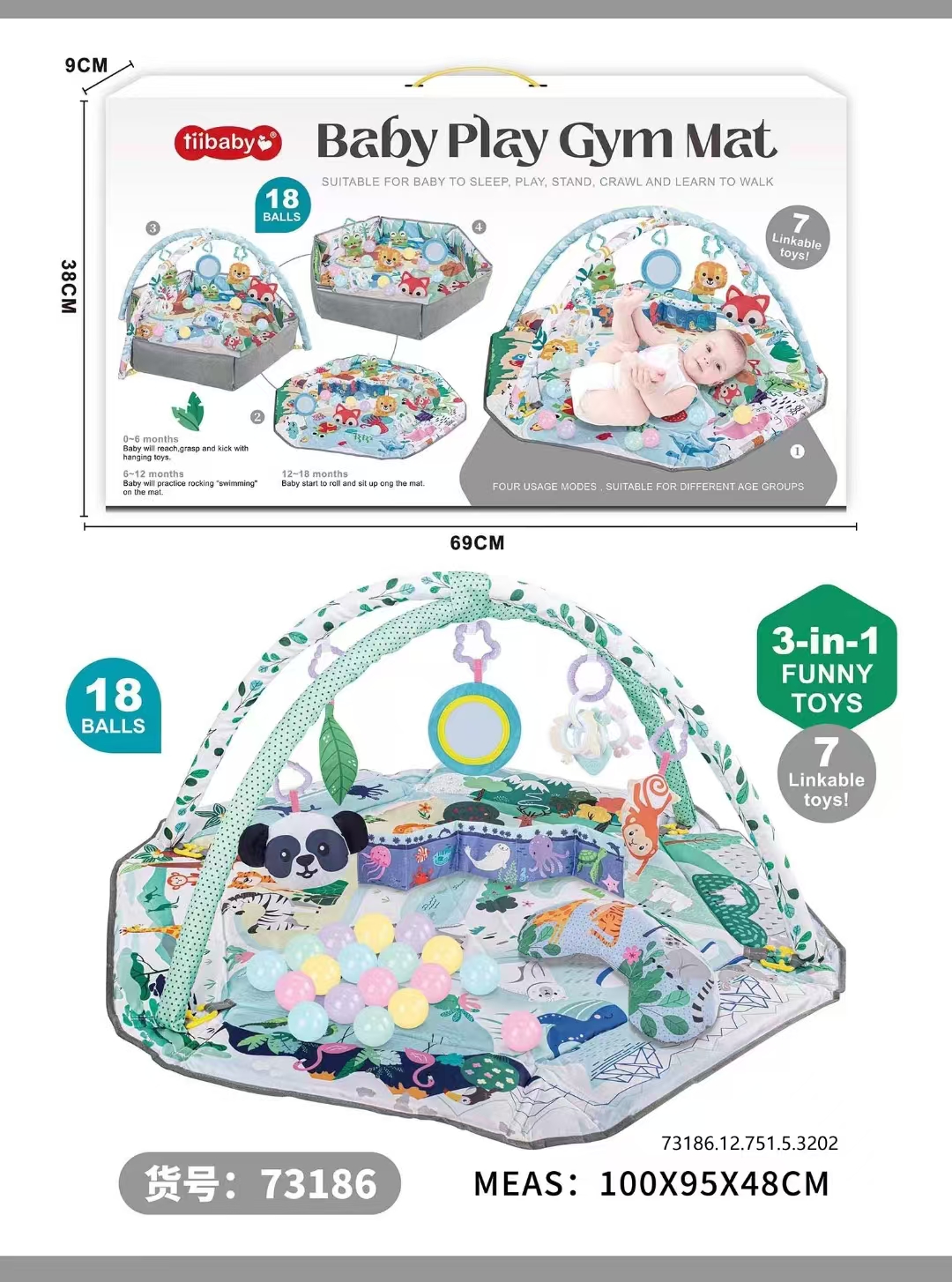 The new baby toy, fitness rack, multi-functional fence, baby crawling mat, play blanket and newborn are selling well on Amazon details Picture