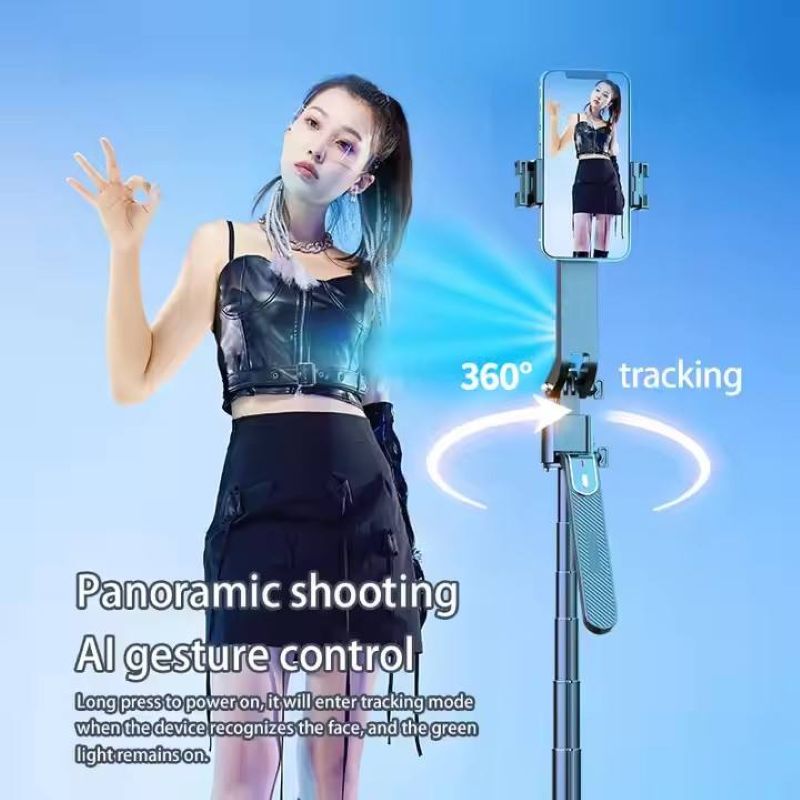Hot Sale Q185 360 Rotation Wireless Selfie Stick Remote Extendable AI Face Tracking Selfie Stick Mobile Tripod Stand for Live Specification drawing