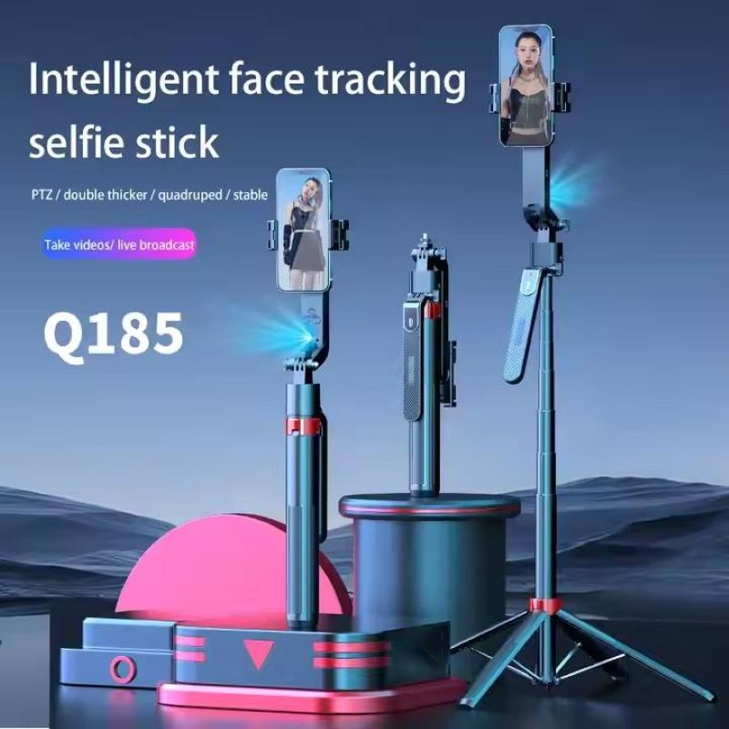 Hot Sale Q185 360 Rotation Wireless Selfie Stick Remote Extendable AI Face Tracking Selfie Stick Mobile Tripod Stand for Live full figure