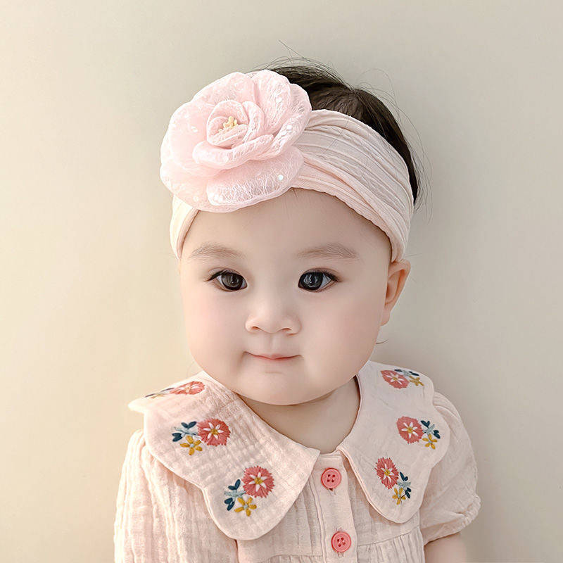 母婴用品婴儿发带夏季薄款女宝宝超萌可爱小花朵发饰新生女童护卤门帽子 