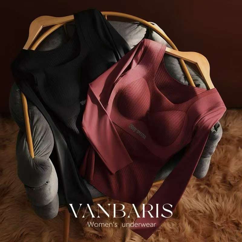 Women's high-elastic threaded velvet lifting warm vest/long-sleeved detail image 16