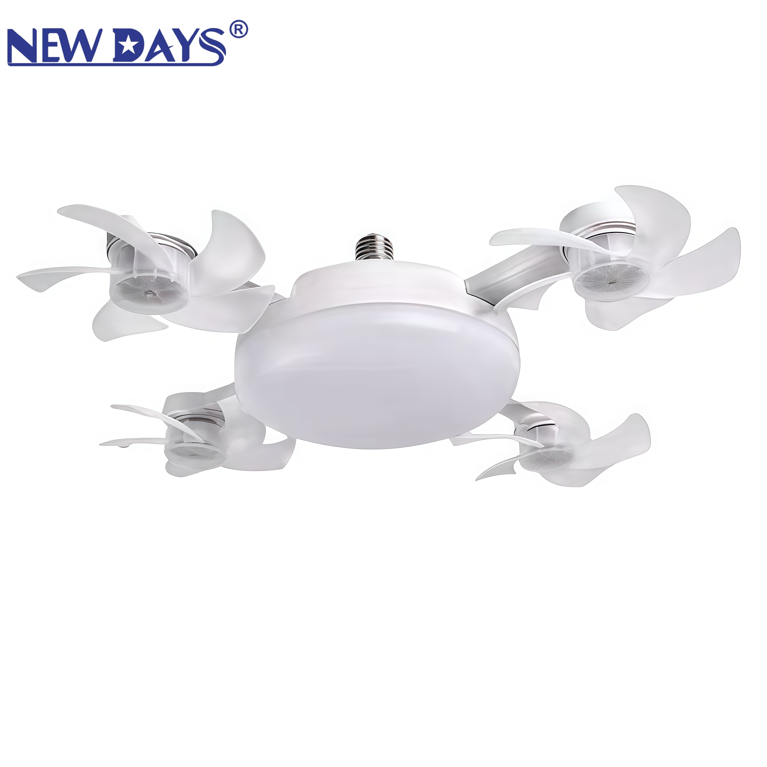 NEWDAYS brand's cross-border new products include a variety of drone fan lights, new smart fan lights for bedrooms and dining rooms, cross-border silent remote control ceiling fan lights, eye-protecting and energy-saving lighting fans Item Picture