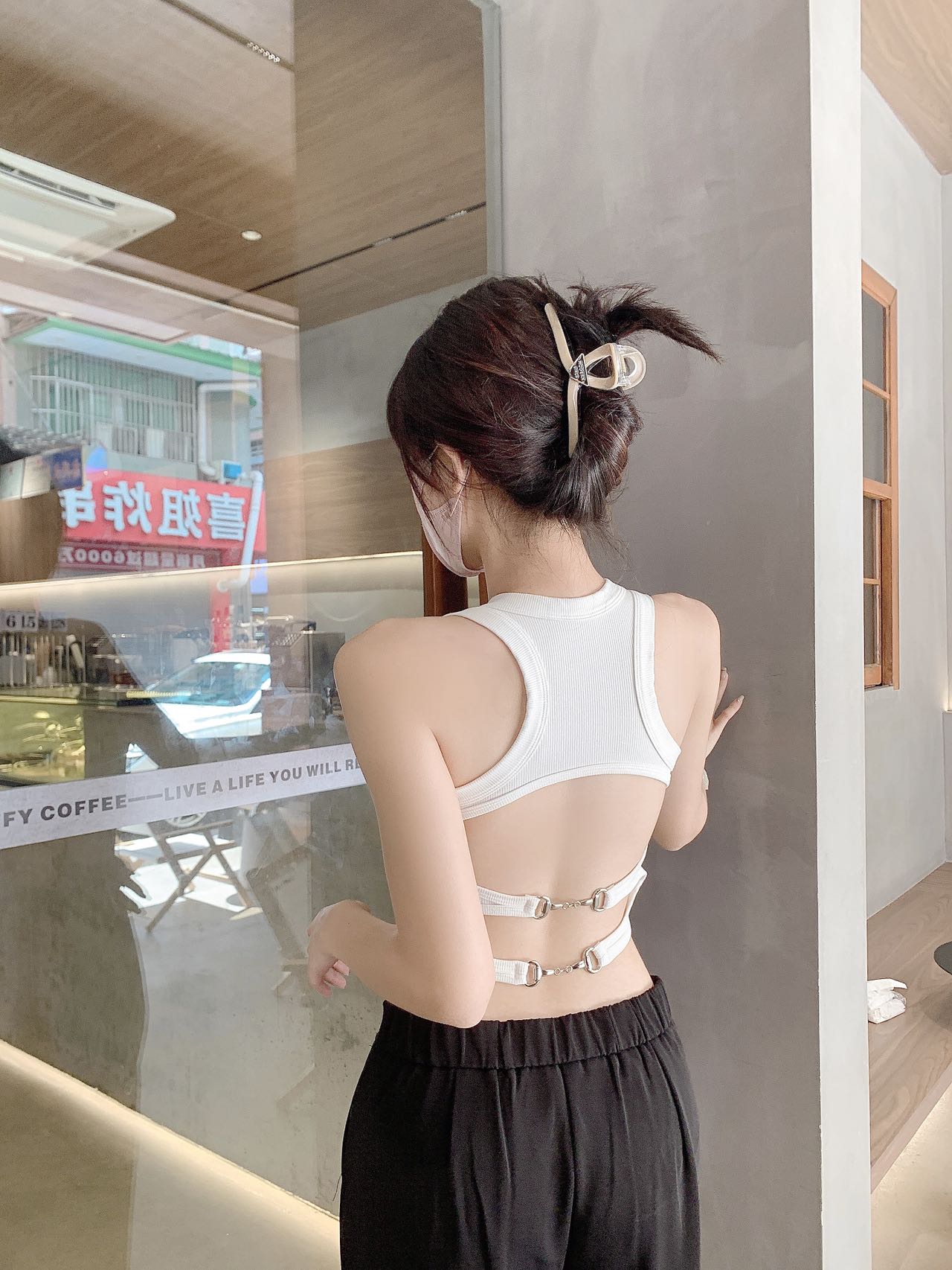 Threaded fixed cup Hot girl backless vest undefined