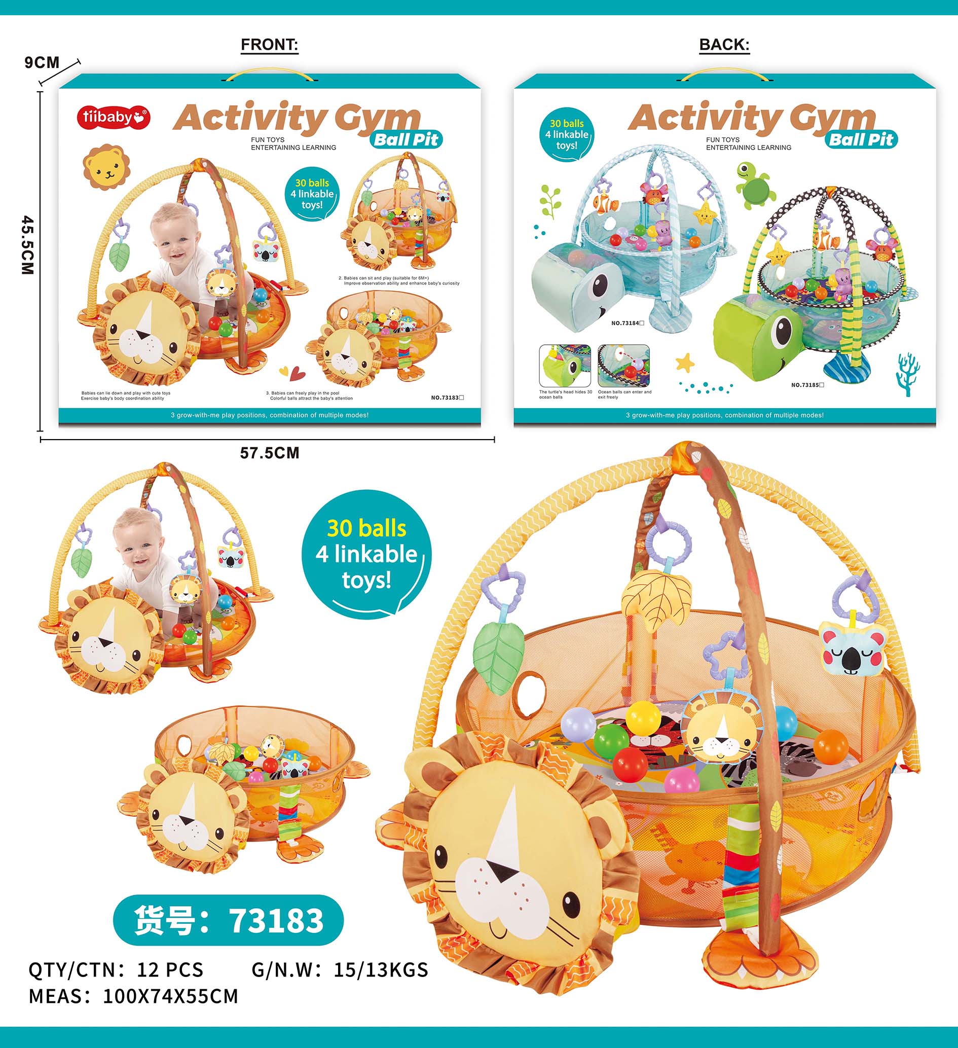 Amazon's best-selling 0-1-year-old baby fitness frame, grab-and-play turtle, ocean ball fence, crawling game pad toys Specification image