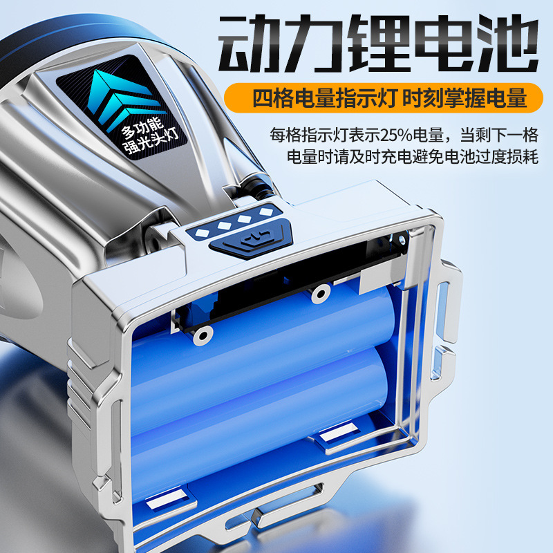 Best-selling long-lasting strong headlight LED head-mounted charging night fishing miner's lamp outdoor camping searchlight details Picture