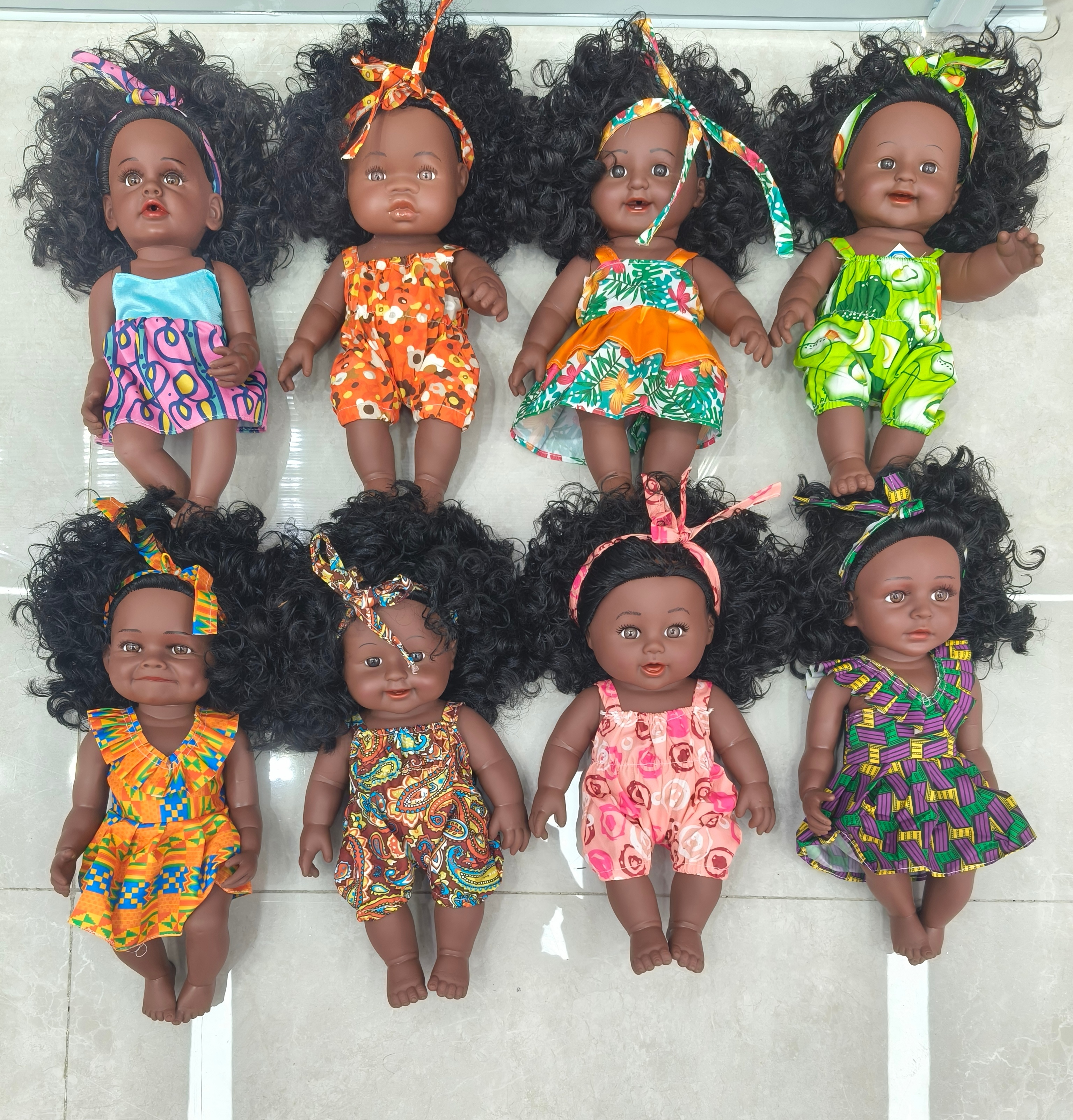 30 cm realistic soft rubber black girl doll, baby toy doll