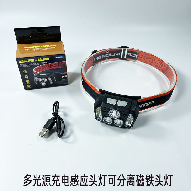 The new hand-waving sensor headlamp type-c rechargeable fishing, outdoor running, high-intensity led multi-light source wearable lamp pic 4