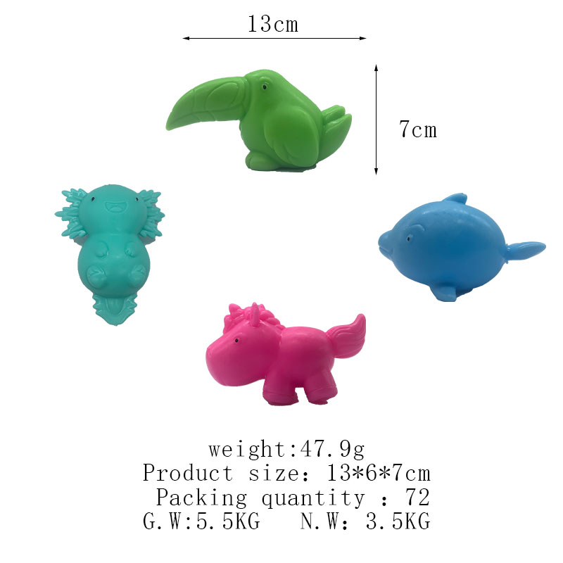 Cross-border bestseller cotton kneading Fun simulation animal salamander, unicorn shark, long-billed bird kneading cute stress-relieving toy factory