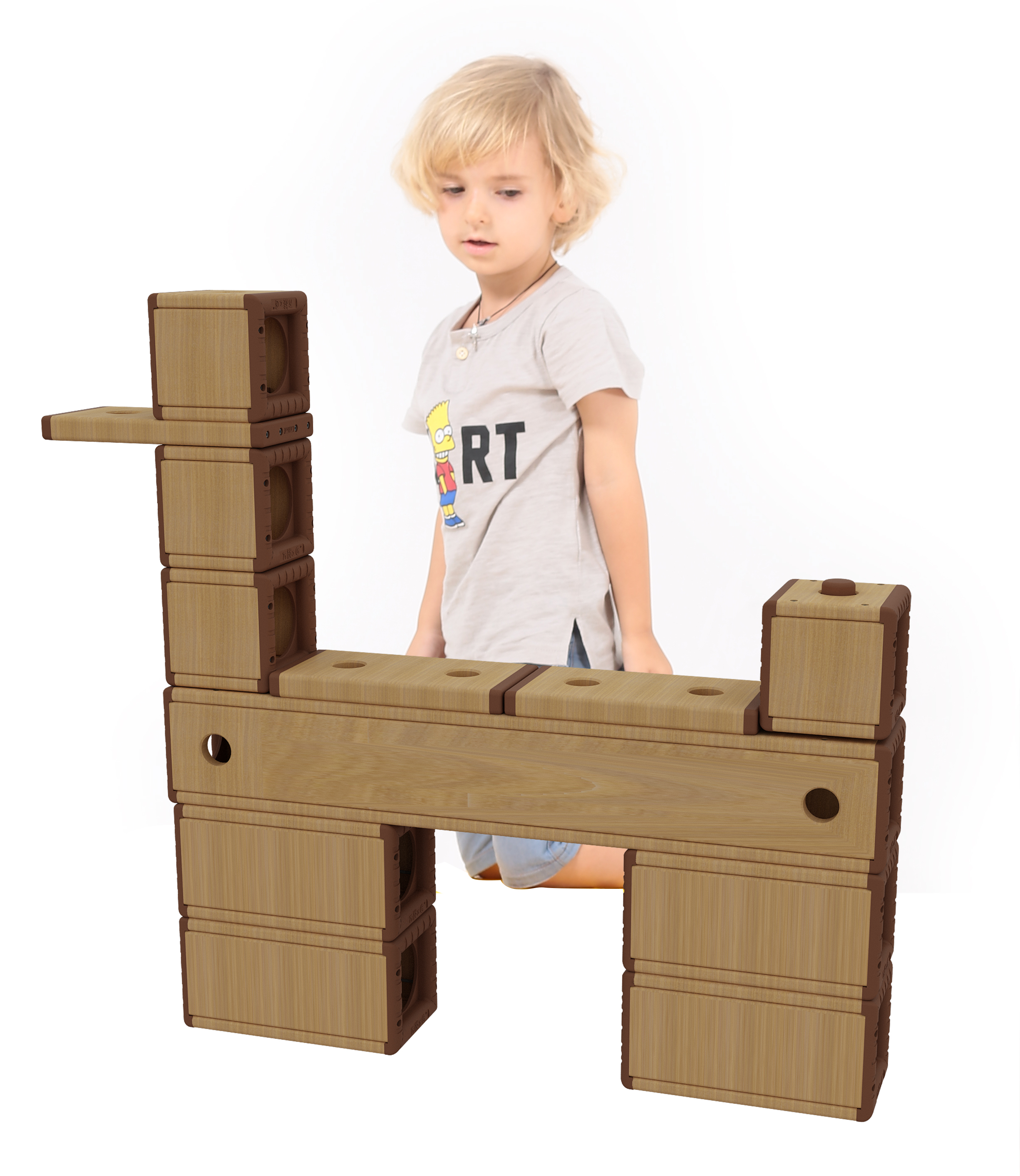 Educational Construction Toy Preschool Large Outdoor Wooden 