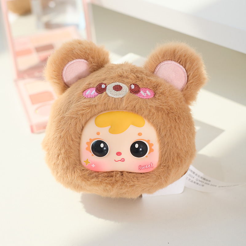 动物聚会化妆镜萌趣毛绒玩偶挂件产品图