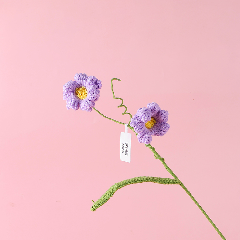 秘鲁水仙毛线花花枝钩织花纯手工编织仿真花包花束材料现货可来图来样定制