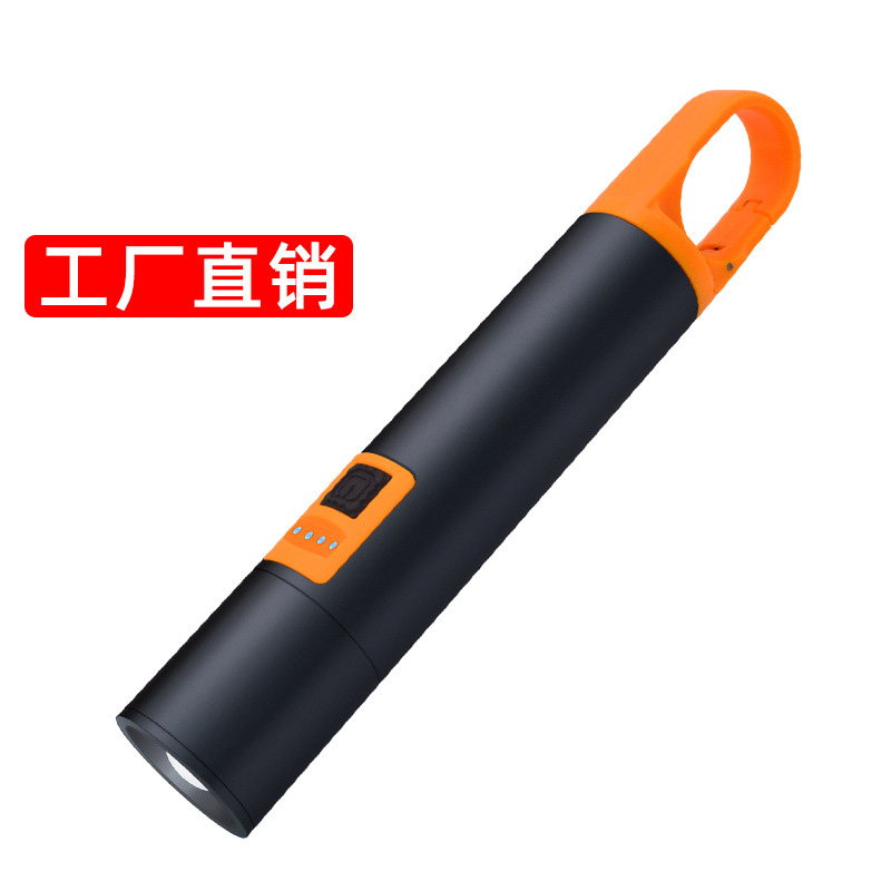 Best-selling multi-functional mountaineering buckle TYPE-C rechargeable camping lamp, white laser telescopic zoom high-intensity flashlight