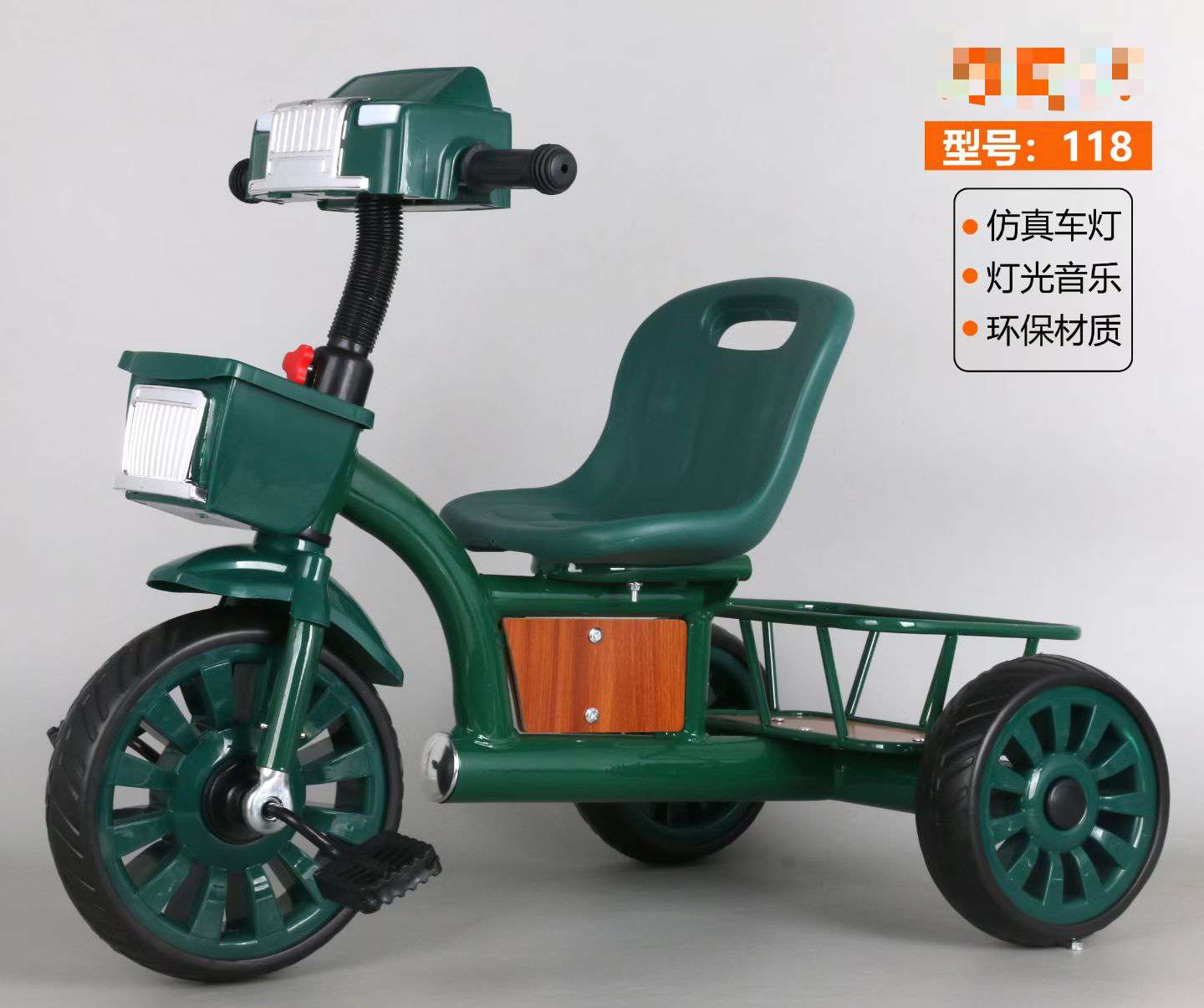 儿童三轮车 仿真车灯 灯光音乐 环保材质产品图