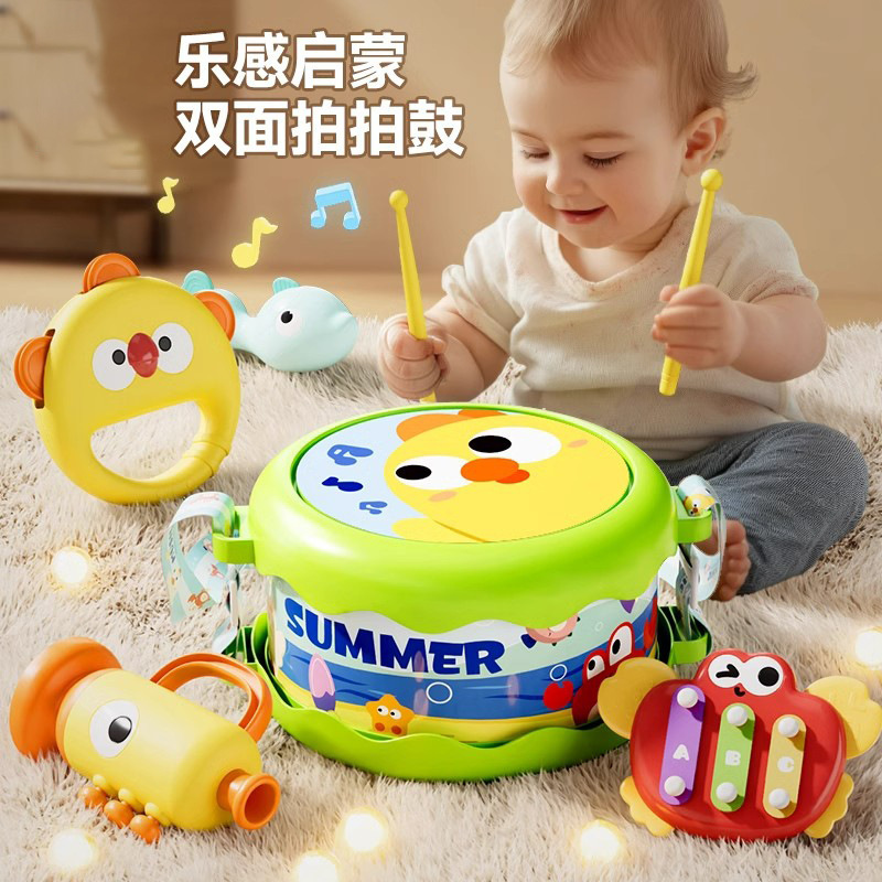 婴儿鼓类玩具拨浪鼓拍拍鼓羊皮鼓幼儿早教益智手拍敲打玩具宝宝玩具礼物详情图9