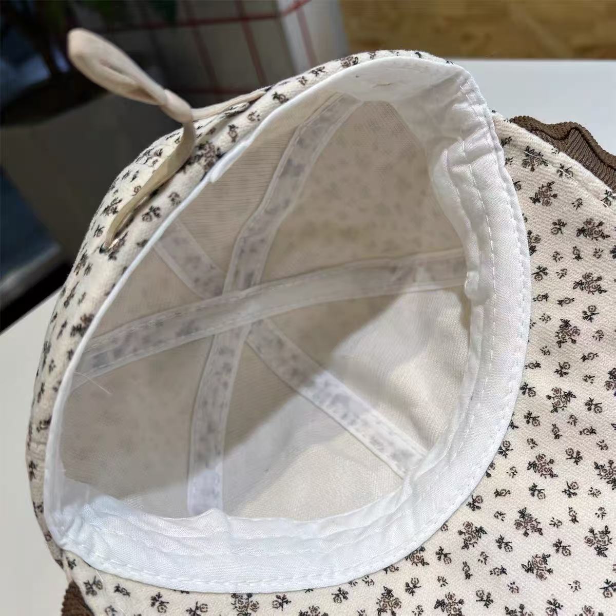 婴儿渔夫帽春秋季洋气拼色花边遮阳盆帽女宝宝小清新秋天防晒帽潮细节图