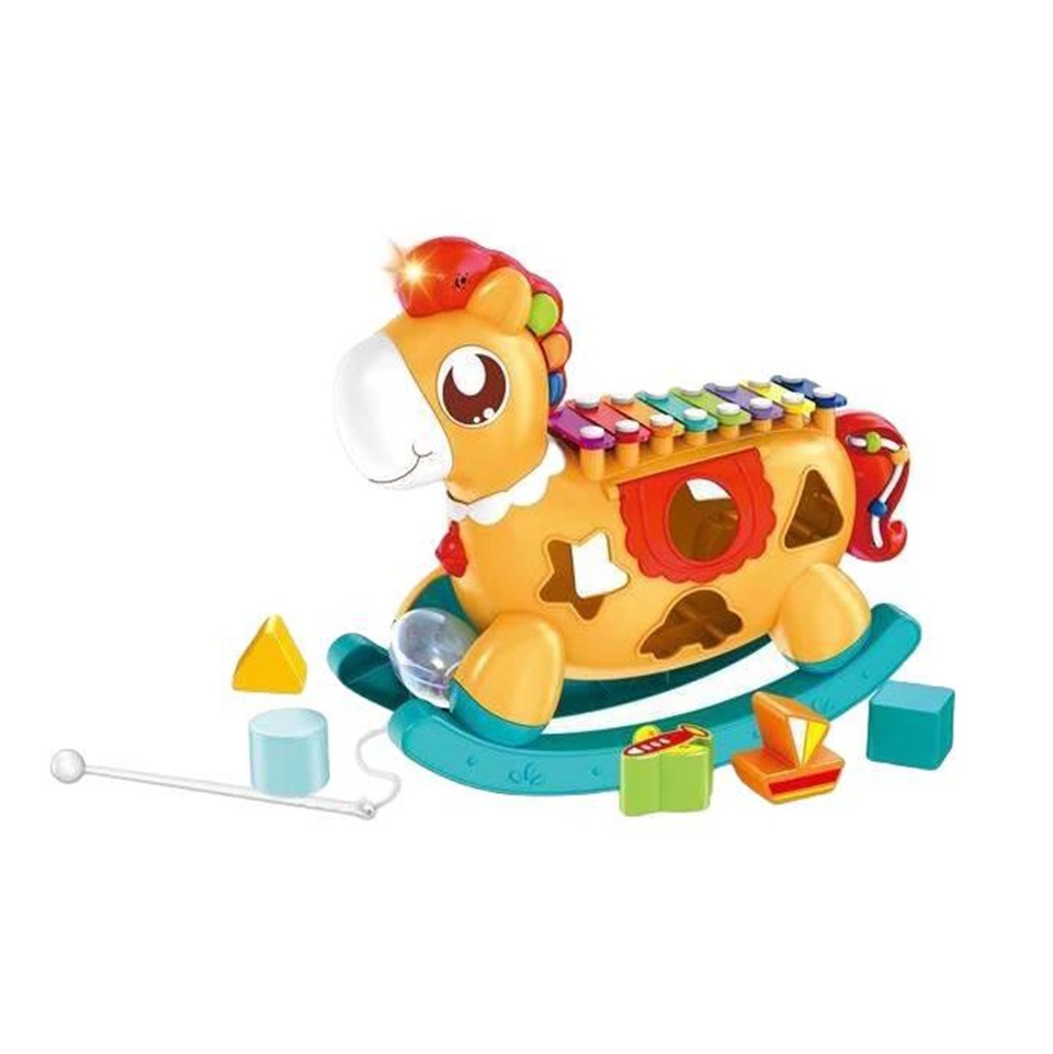 TH92966婴幼儿系列 其他婴儿玩具 木马八音敲琴（橘黄色）白底实物图