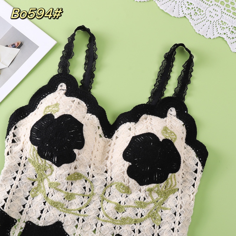 Embroidered crochet lace halter top for a beautiful back undefined