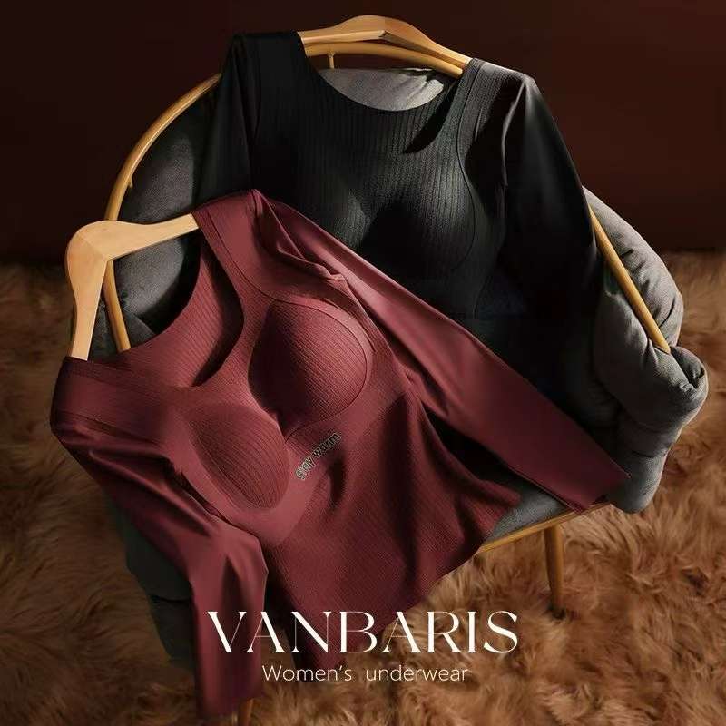 Women's high-elastic threaded velvet lifting warm vest/long-sleeved detail image 14