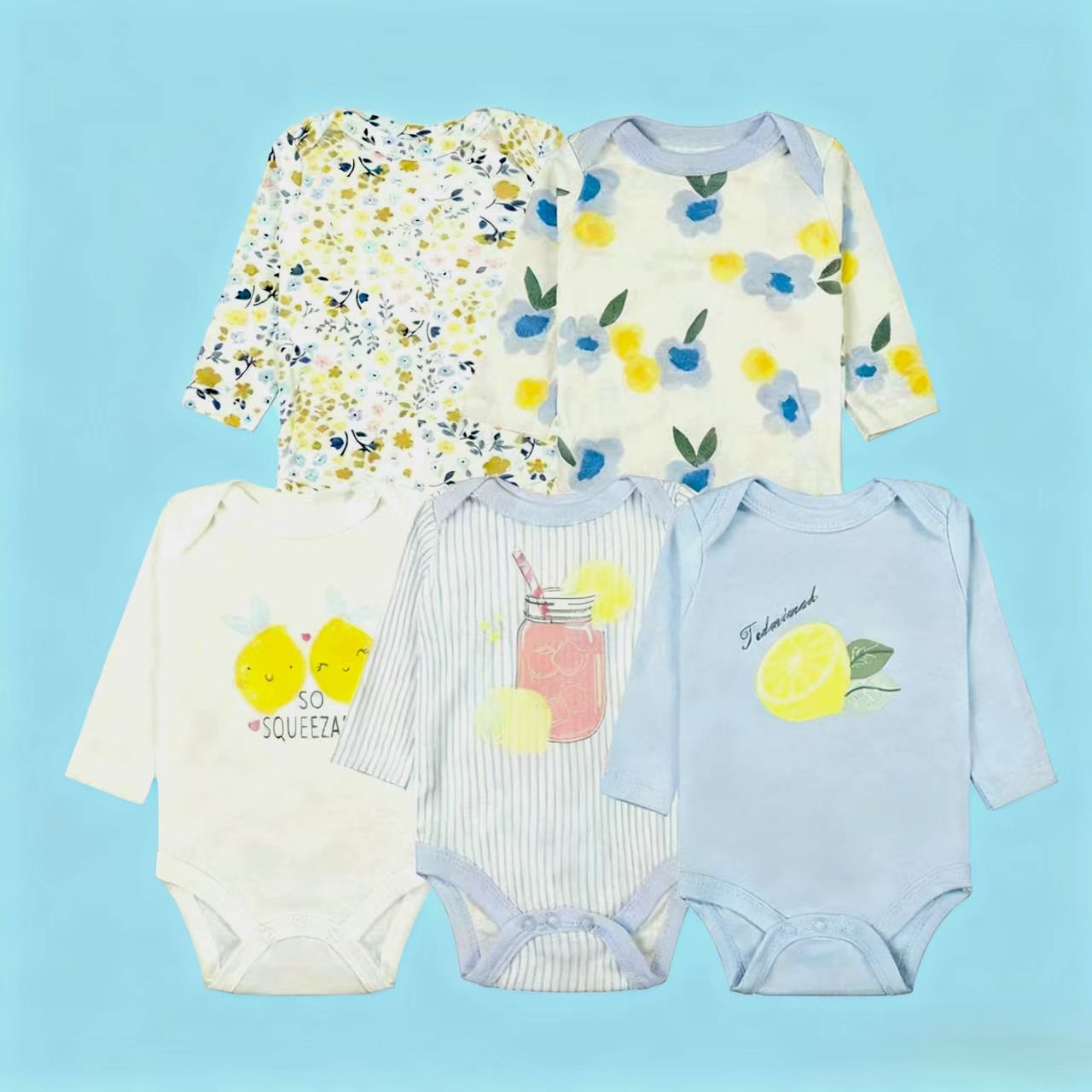 2025秋冬爆款5件装纯棉婴儿A类哈衣保暖连体爬服跨境热销现货批发