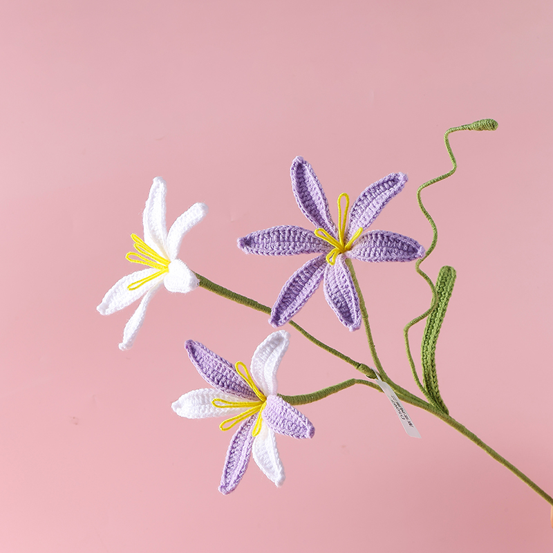 水仙花毛线花花枝钩织花纯手工编织仿真花包花束材料现货可来图来样定制