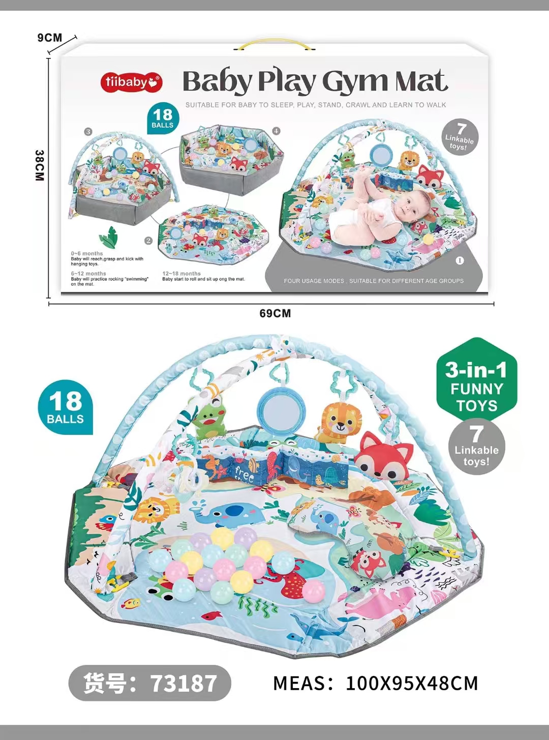 The new baby toy, fitness rack, multi-functional fence, baby crawling mat, play blanket and newborn are selling well on Amazon