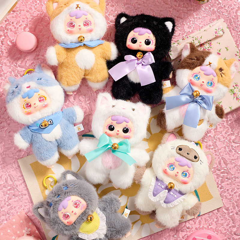Meow Meow Little Party Series Blind box, cute hanging rack, plush keychain Item Picture