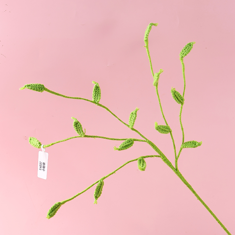 小盼草毛线花花枝钩织花纯手工编织仿真花包花束材料现货可来图来样定制