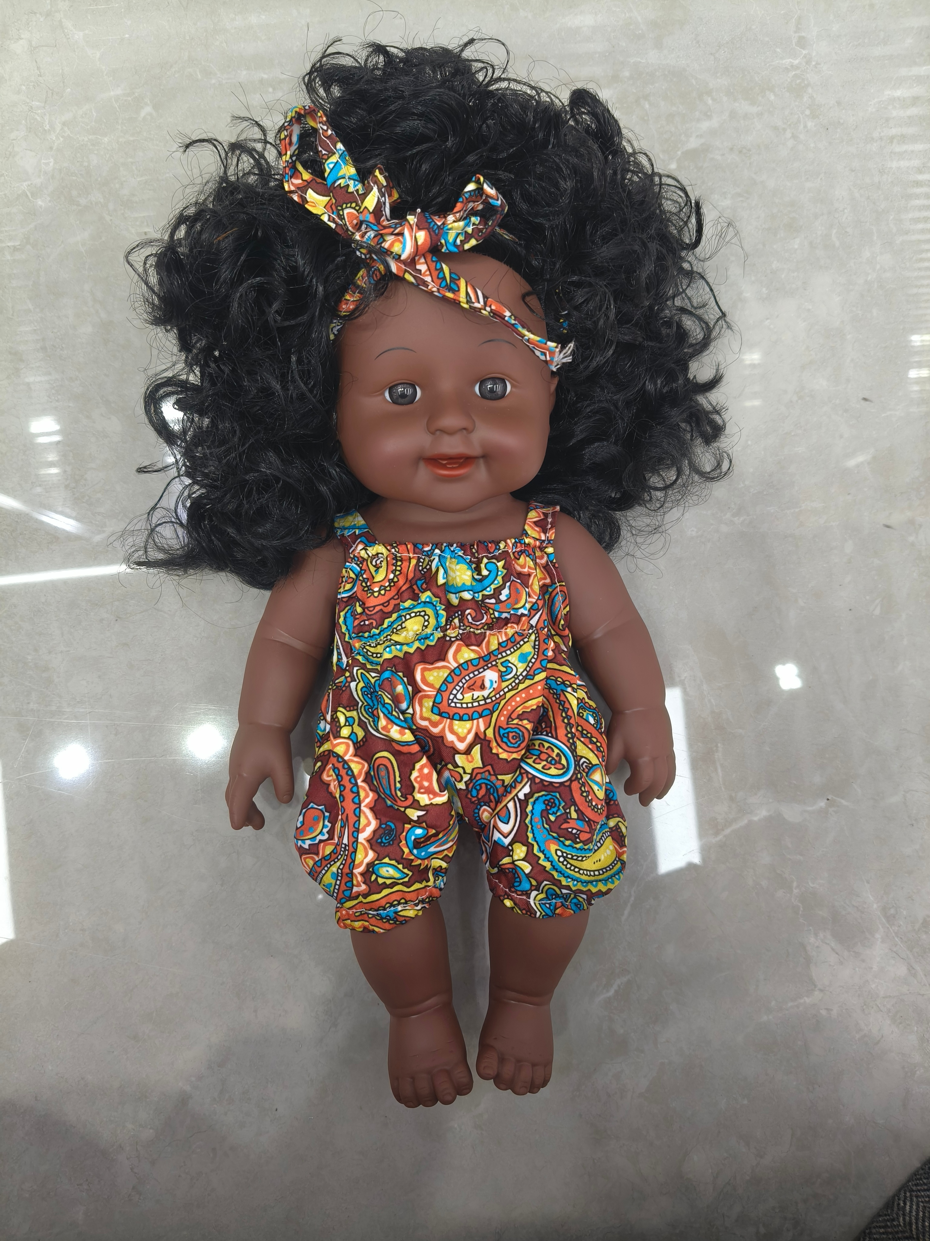 30 cm realistic soft rubber black girl doll, baby toy doll Specification image