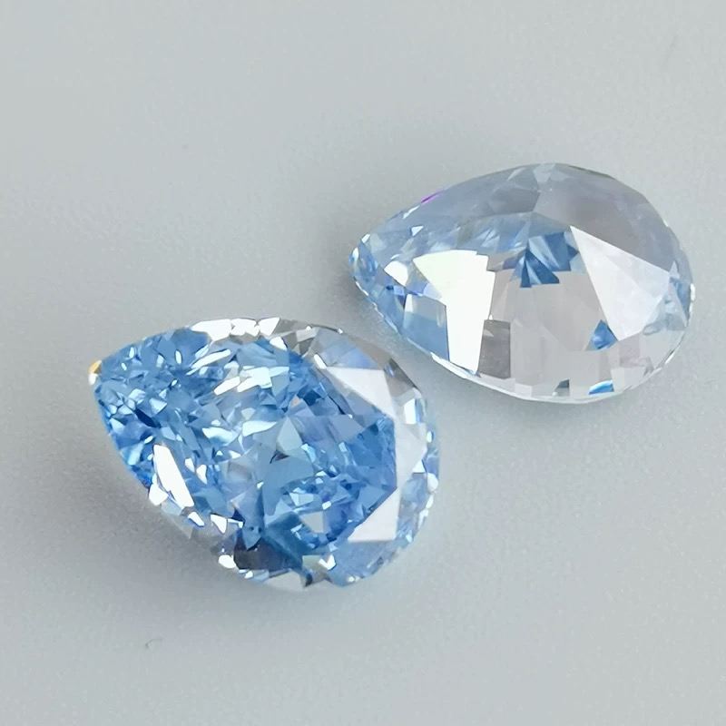 Water-drop-shaped snowflaket-cut cultivated aquamarine in Santa Maria color custom Application Scenario
