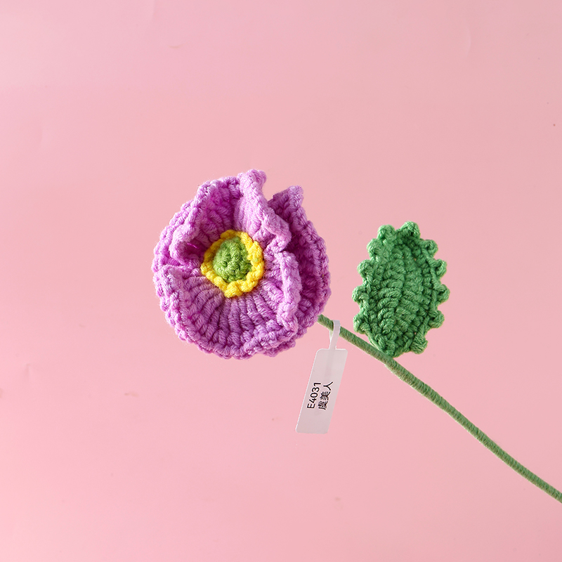 虞美人毛线花花枝钩织花纯手工编织仿真花包花束材料现货可来图来样定制