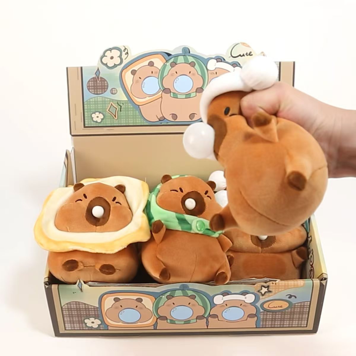 毛绒水豚-挤压吐泡泡系列混款卡皮巴拉