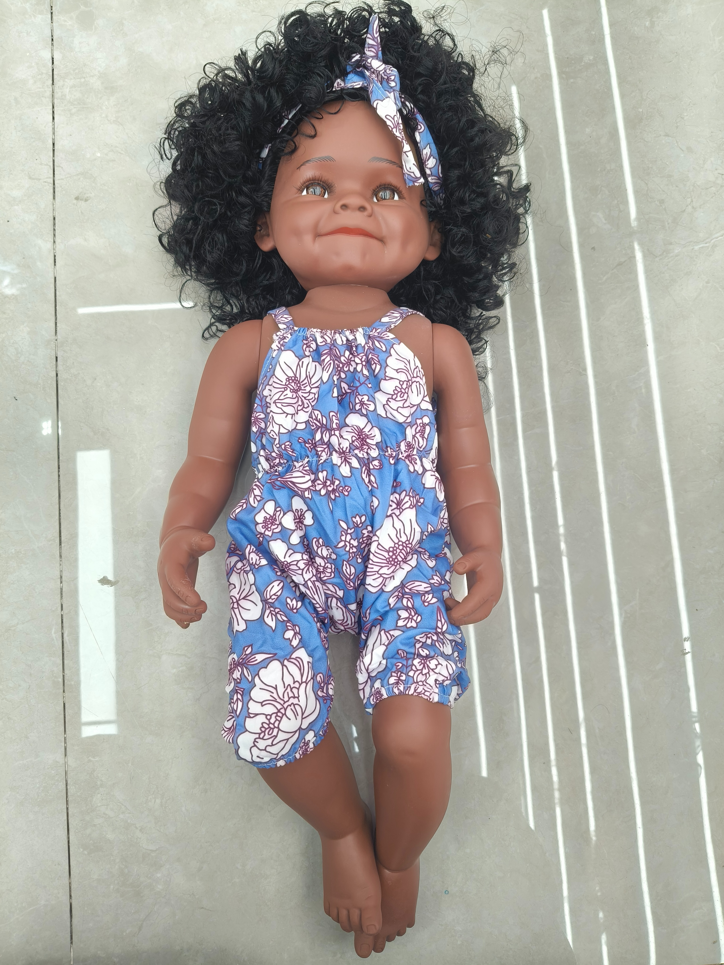45 cm realistic soft rubber black girl doll, baby toy doll Item Picture