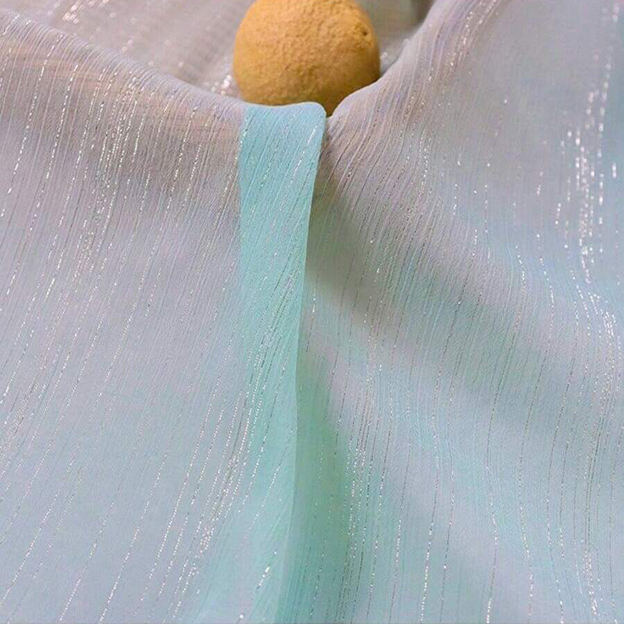 银丝雪纺亮丝绉服装面料皱闪光汉服涤纶银布料十三顺纡绉 亮片面料