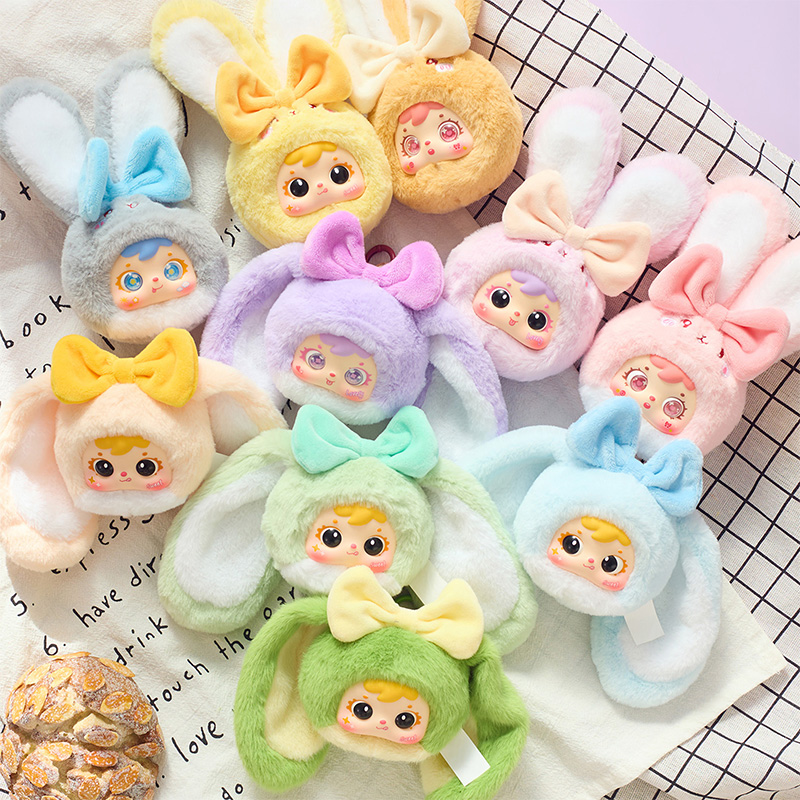 多彩兔兔盲盒多彩包挂可爱爆棚潮玩毛绒公仔白底实物图