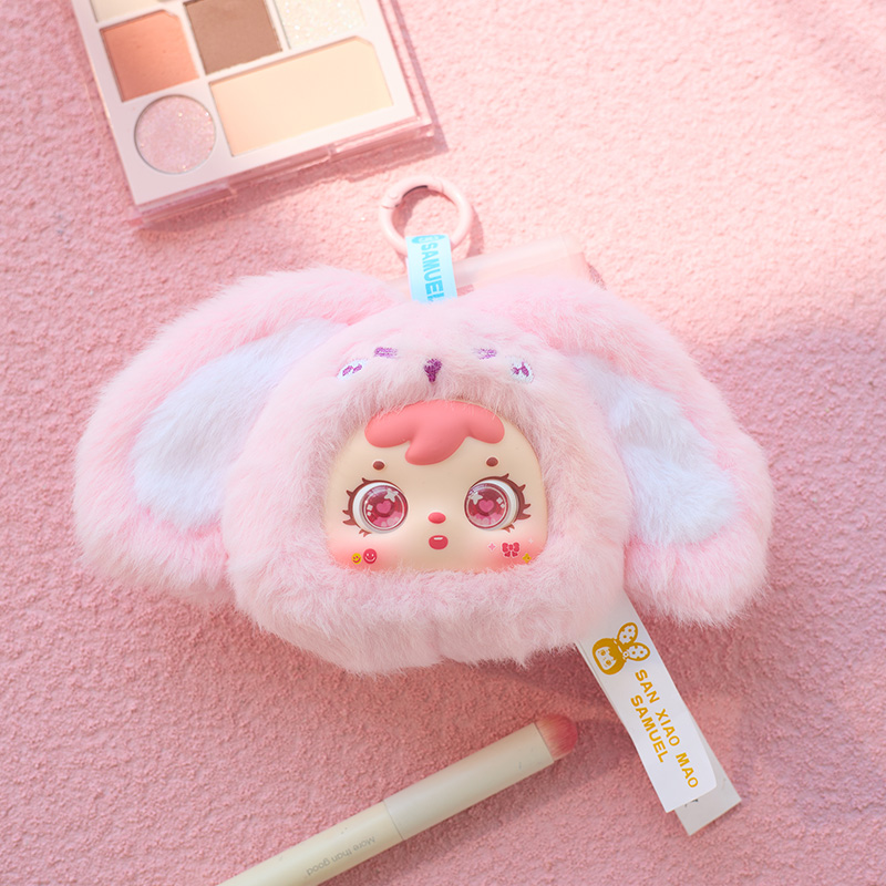 动物聚会化妆镜萌趣毛绒玩偶挂件细节图