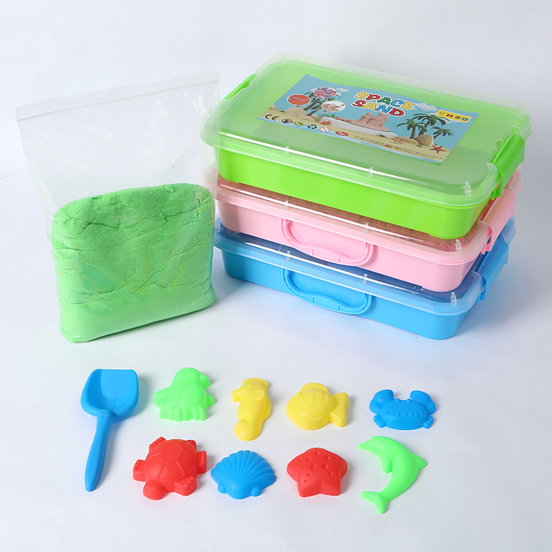 工厂直销跨境2000G手提收纳太空沙，棉花沙玩具套装外贸