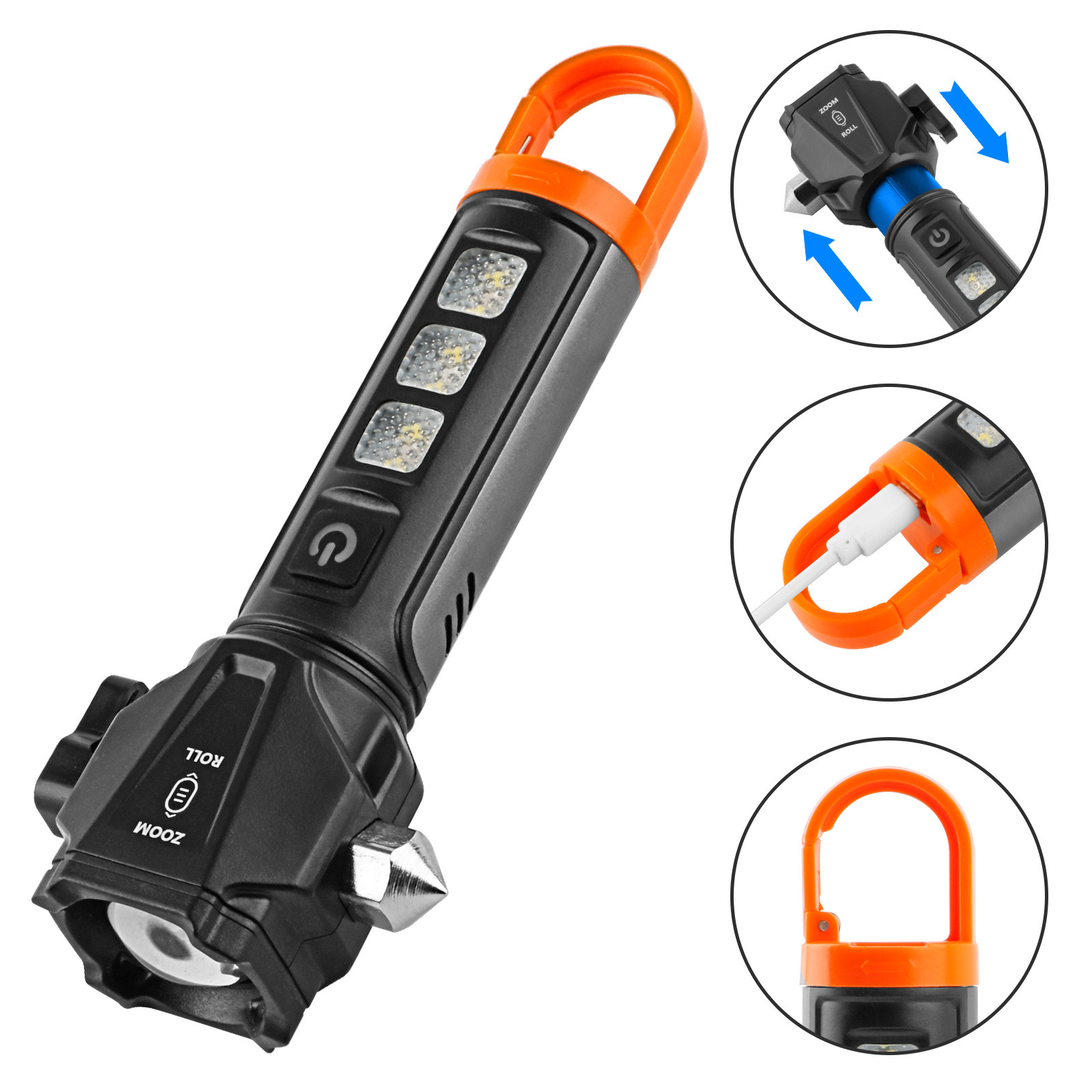 New multi-functional emergency high-intensity flashlight, outdoor camping minimalist appearance, focusing long-range work light