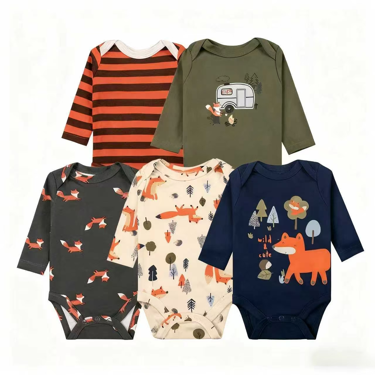 2025 Autumn/Winter baby one-piece pure cotton 5-piece set, Class A standard newborn warm crawling suit in stock wholesale details Picture