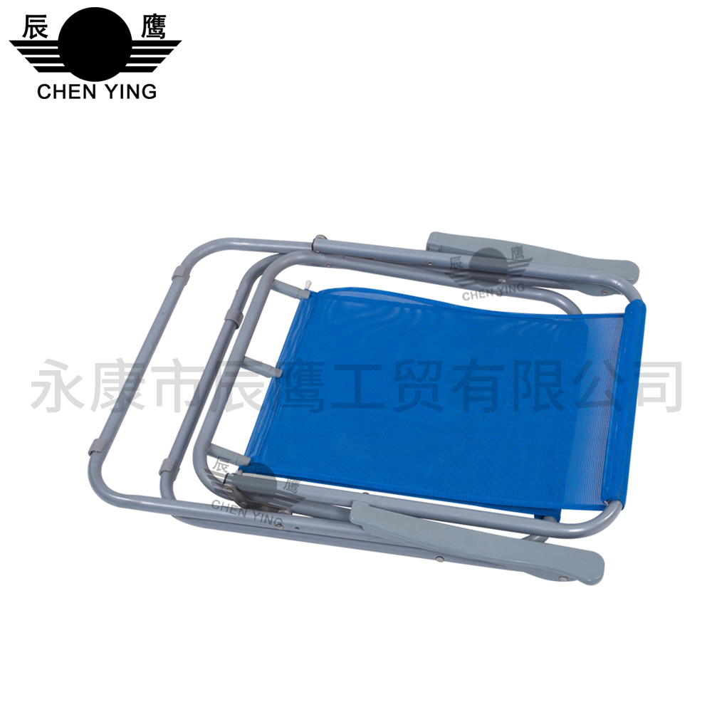 弹簧椅休闲沙滩椅靠背椅子户外便携式网布椅轻便折叠椅躺椅透气舒适白底实物图