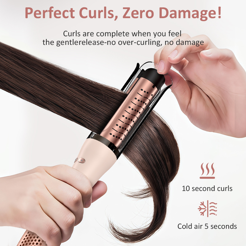 跨境自动卷发棒负离子不伤发卷发器带吹风便携大波浪电卷棒白底实物图