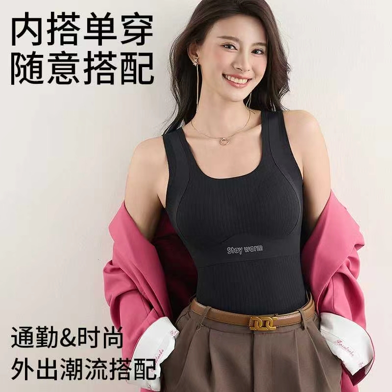 Women's high-elastic threaded velvet lifting warm vest/long-sleeved detail image 3