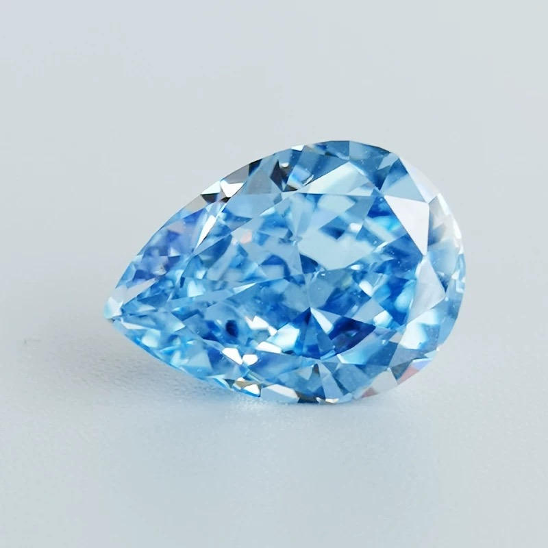 Water-drop-shaped snowflaket-cut cultivated aquamarine in Santa Maria color custom Specification image