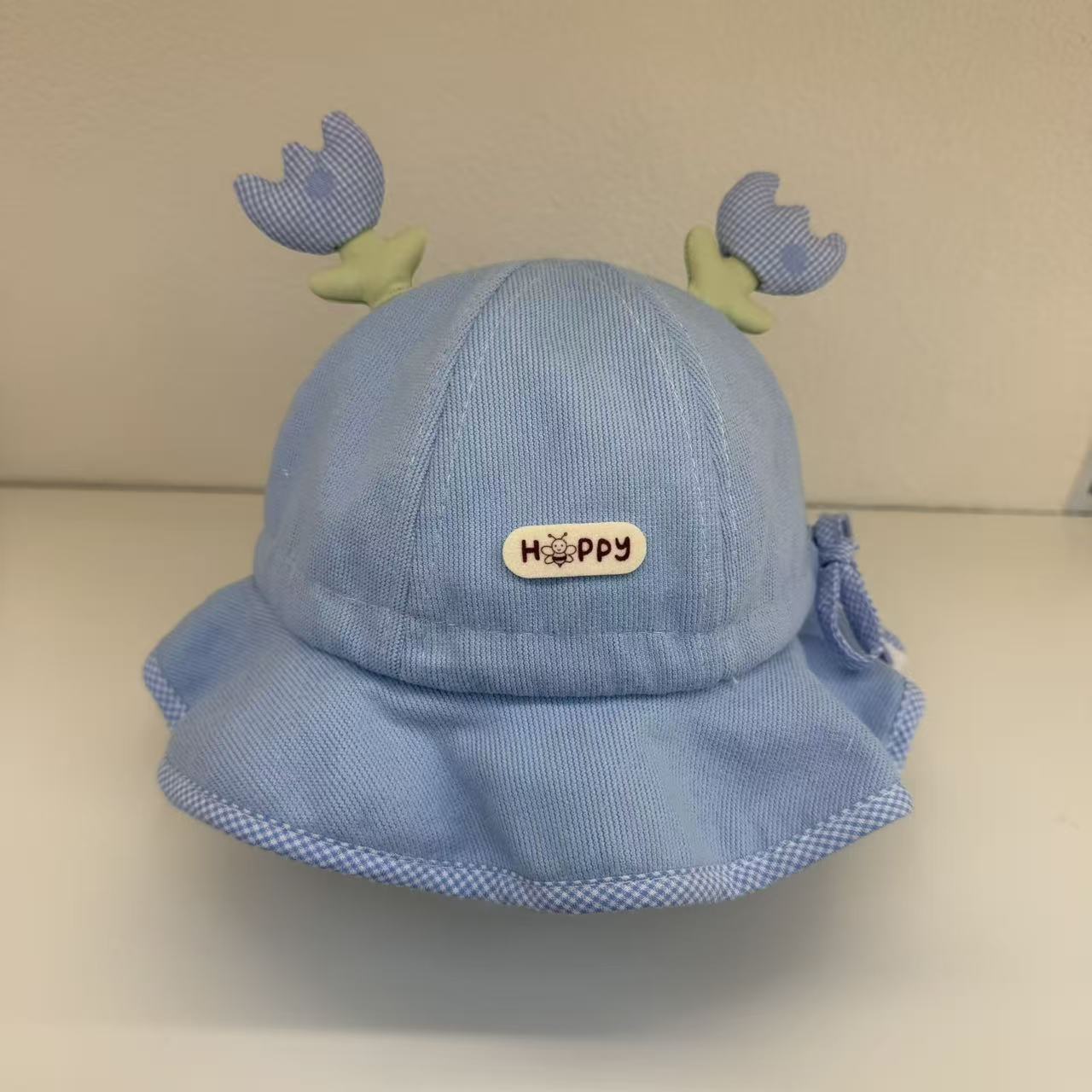 四色萌趣花朵帽HAPPY字母花边可调节秋冬儿童渔夫帽详情3